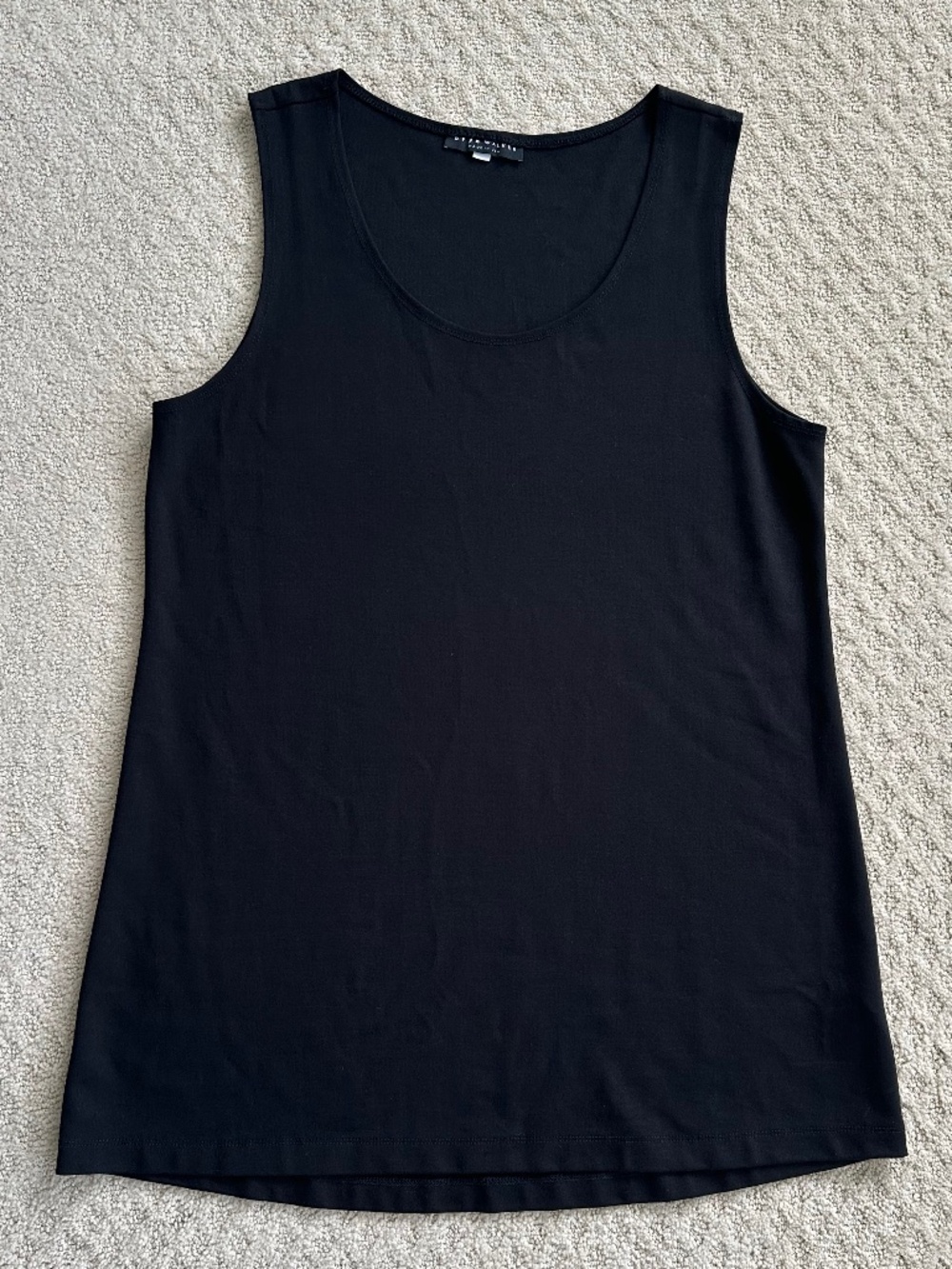 Bryn Walker Sleeveless Tunic Top Black Large Stretchy Lagenlook Minimalist Comfy